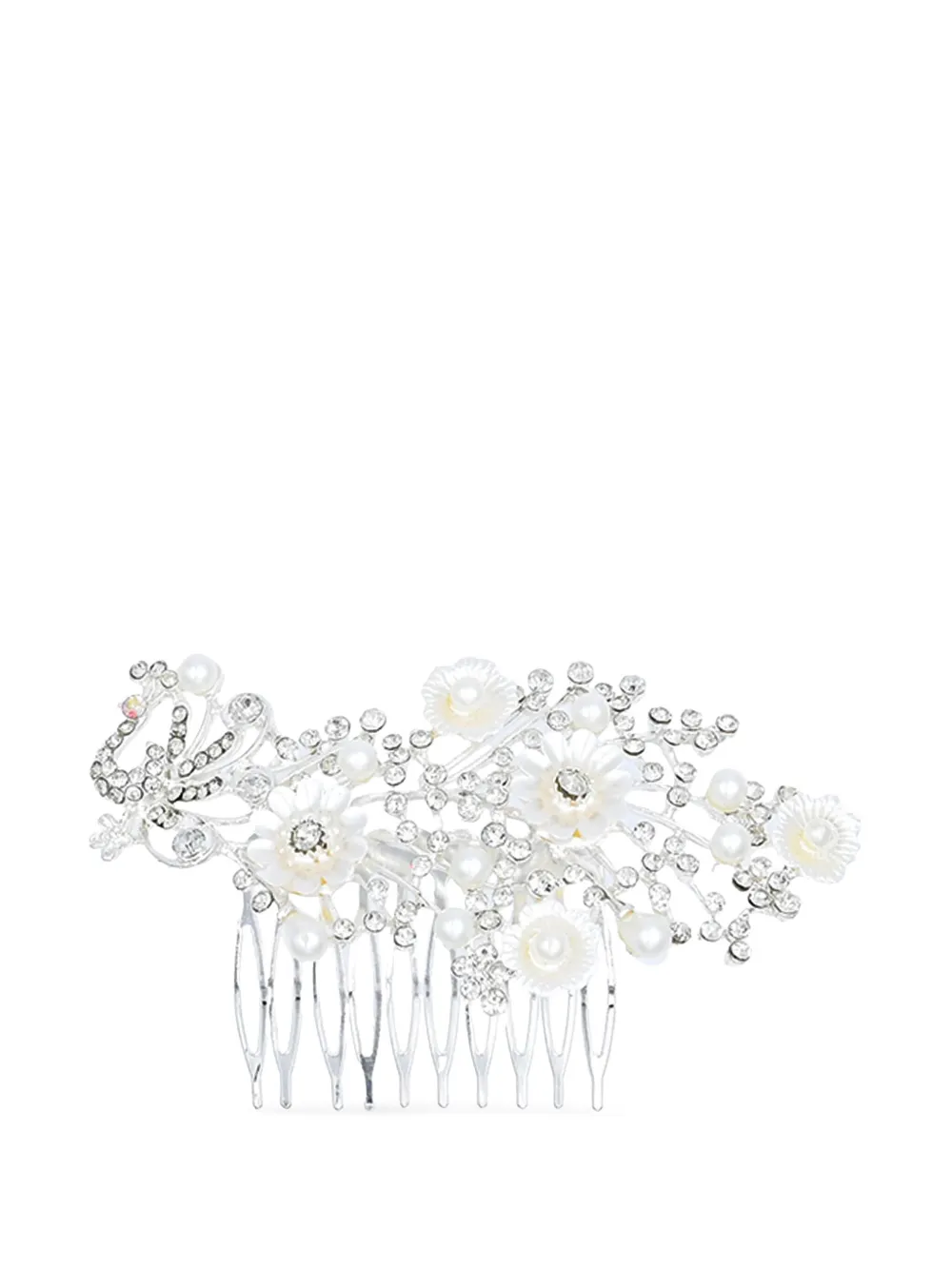 Tulleen Crystal Ribbon Flowerbed hair comb | Silver | Image 1