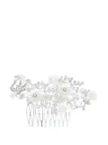 Tulleen Crystal Ribbon Flowerbed hair comb - Silver