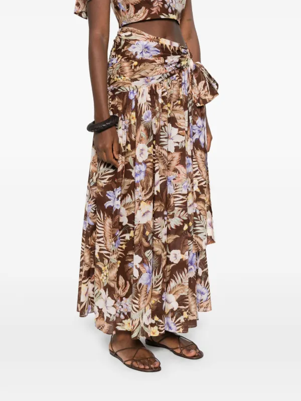 ZIMMERMANN Coco bow-detail Maxi Skirt | Brown | FARFETCH ID