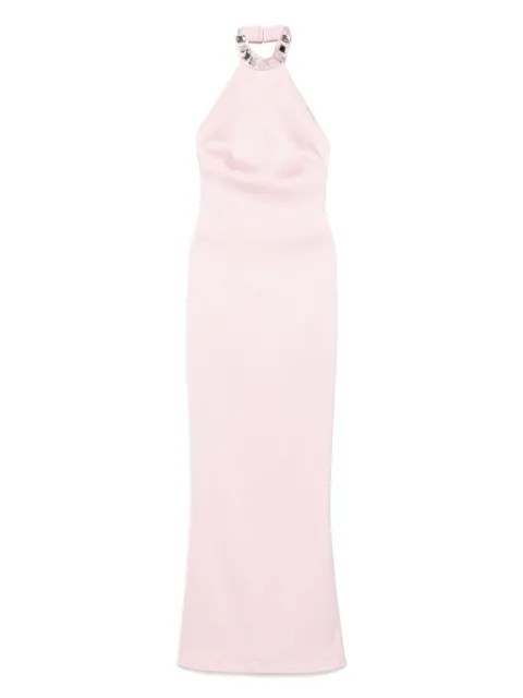 SILK LOVE & LACE embellished halter-neck dress
