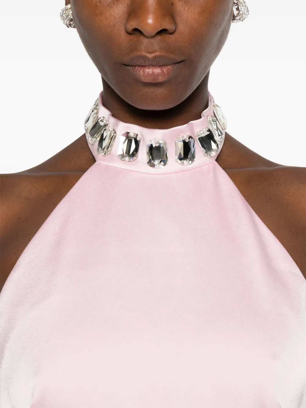 SILK LOVE & LACE Verfraaide jurk met halternek Roze