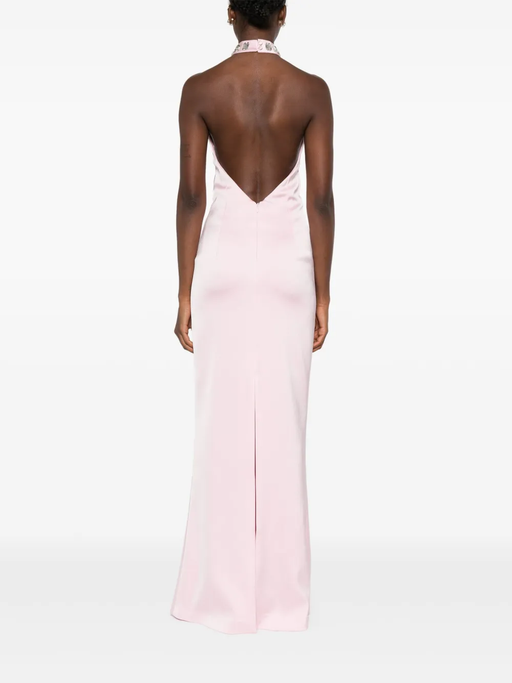SILK LOVE & LACE Verfraaide jurk met halternek Roze