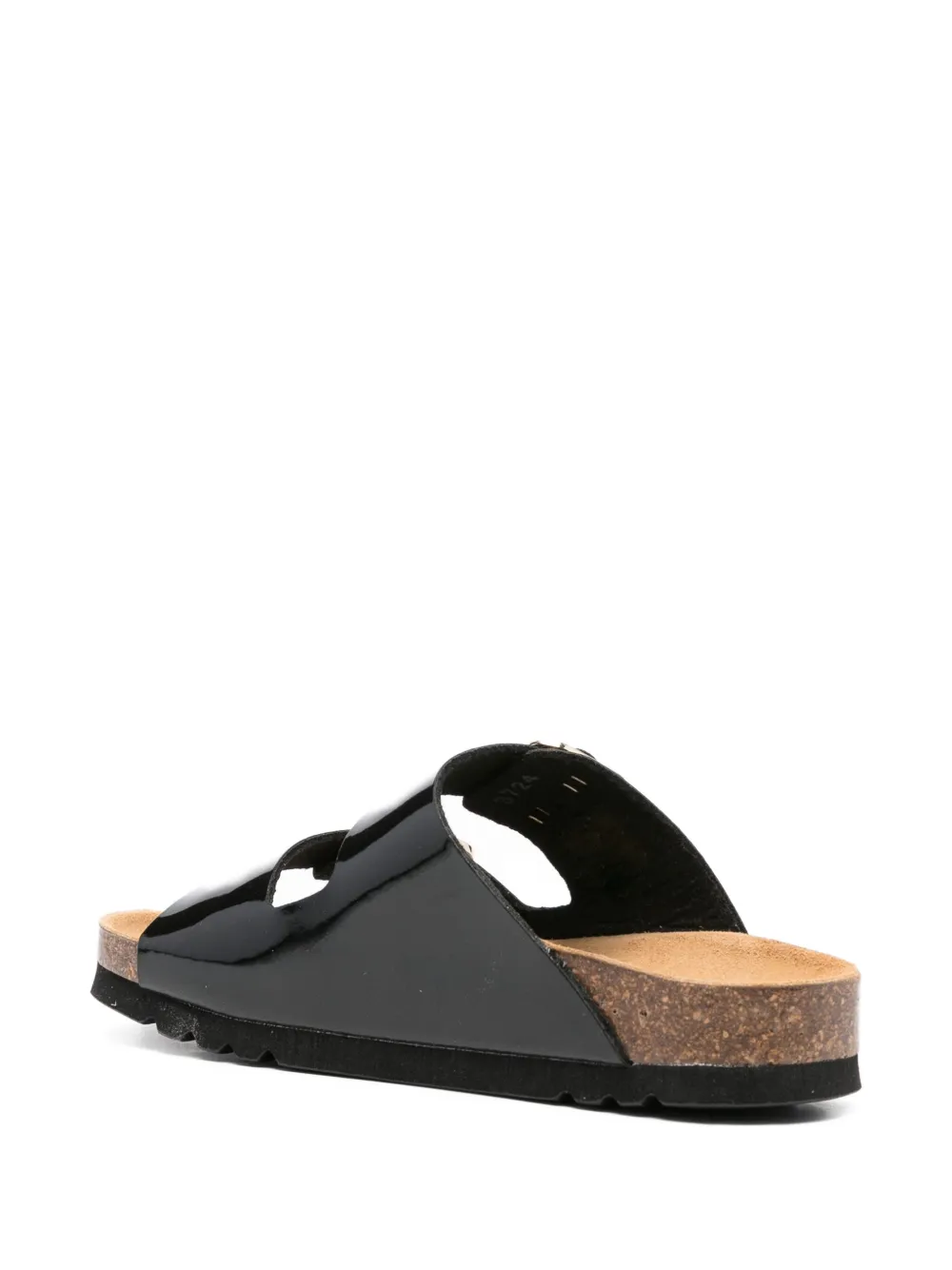 Scholl patent-finish buckle sandals Black