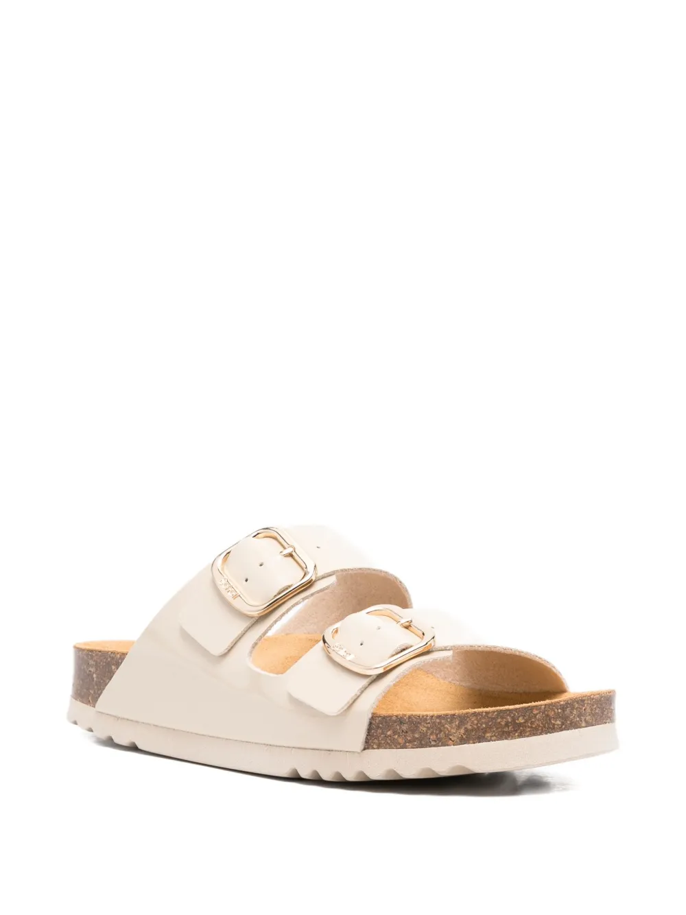 Scholl double-buckle leather sandals Neutrals