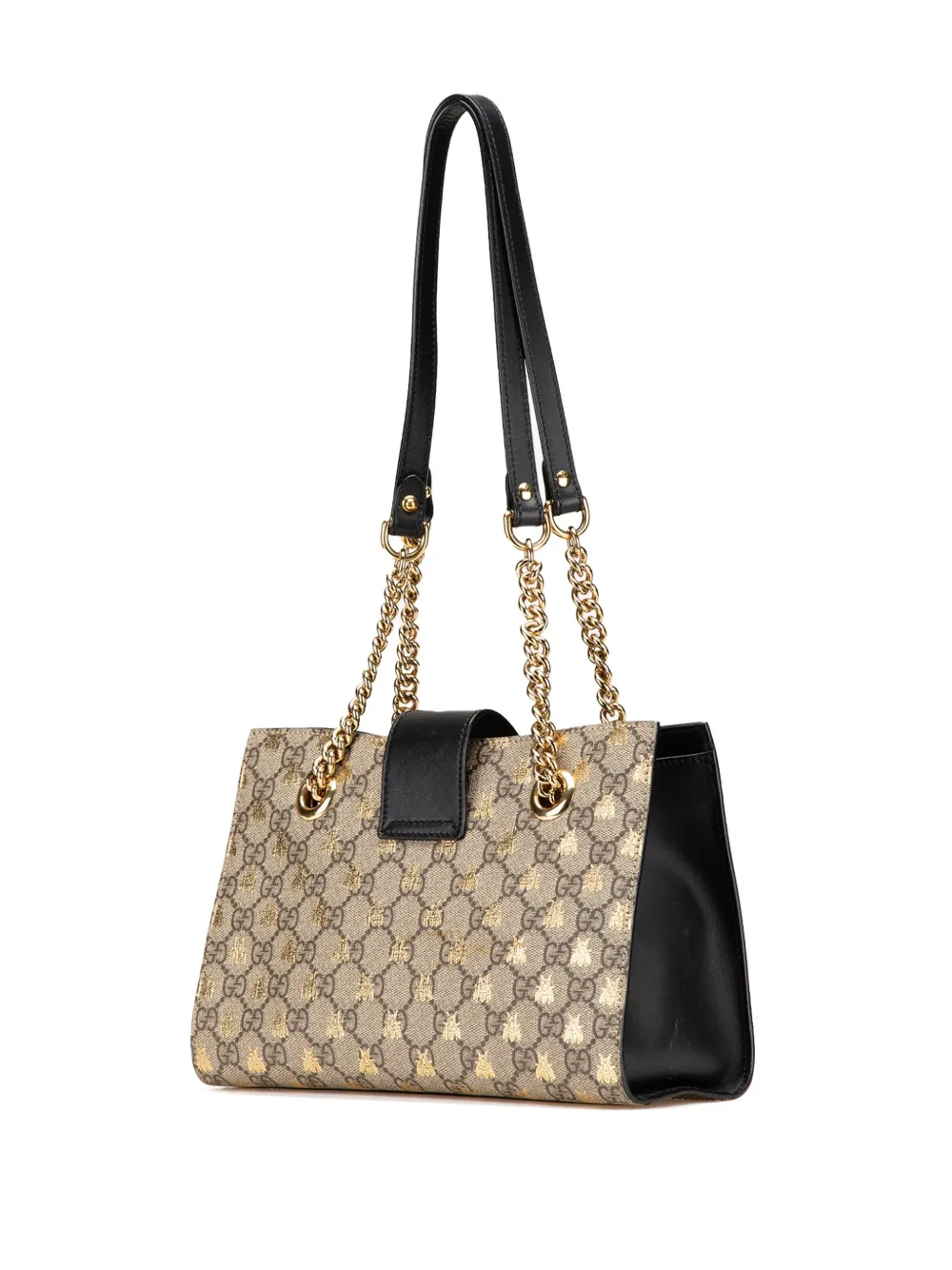 Pre-owned Gucci 2016-2024 Small Gg Supreme Bee Padlock Tote Bag In Brown