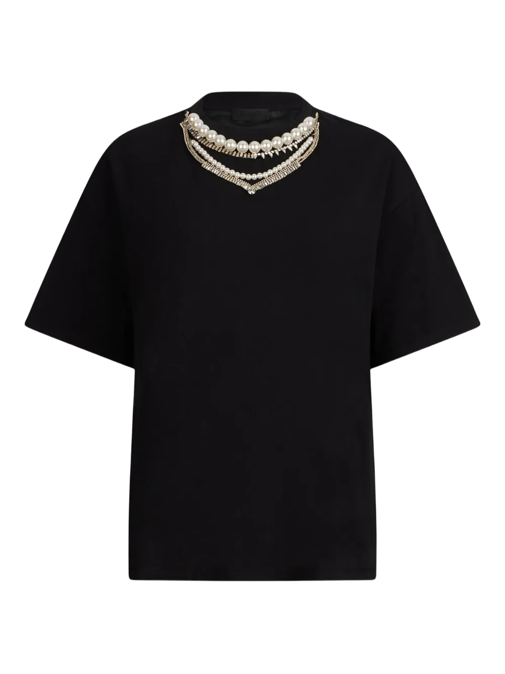 LIU JO beaded-neckline T-shirt | Black | Image 1
