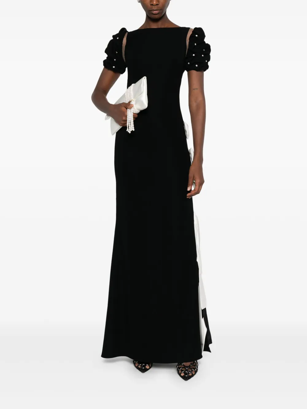 SILK LOVE & LACE Jurk met versierde hals Zwart