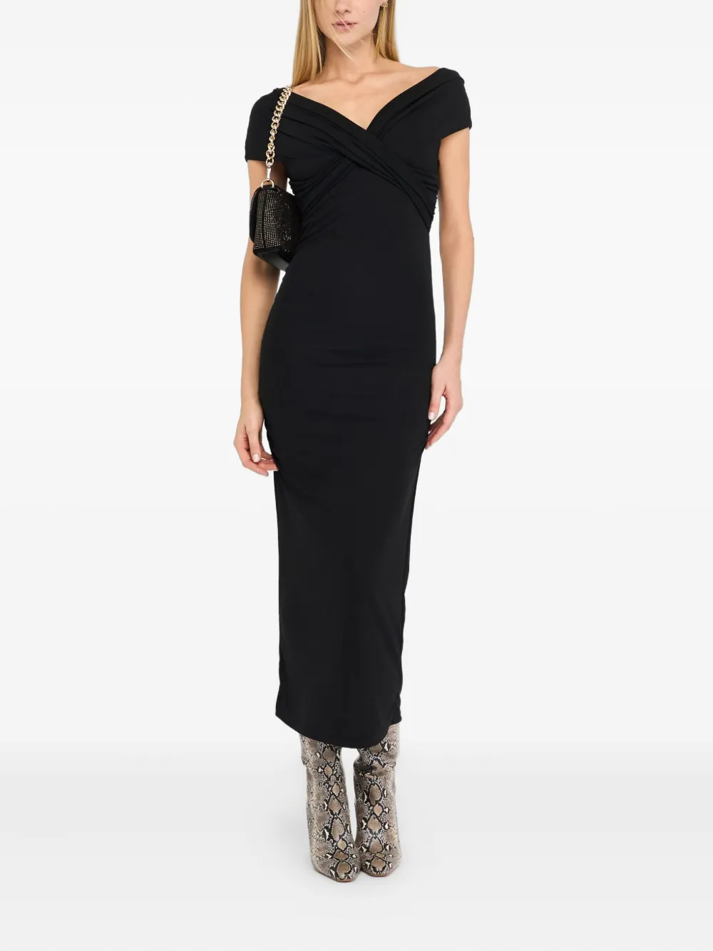 LIU JO draped V-neck dress Zwart