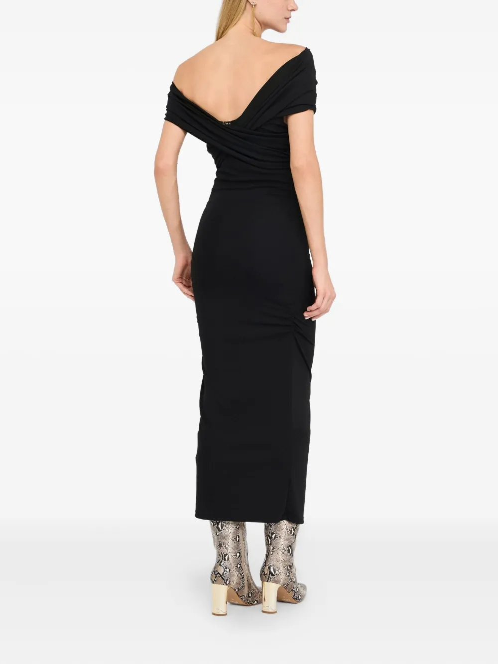 LIU JO draped V-neck dress Zwart