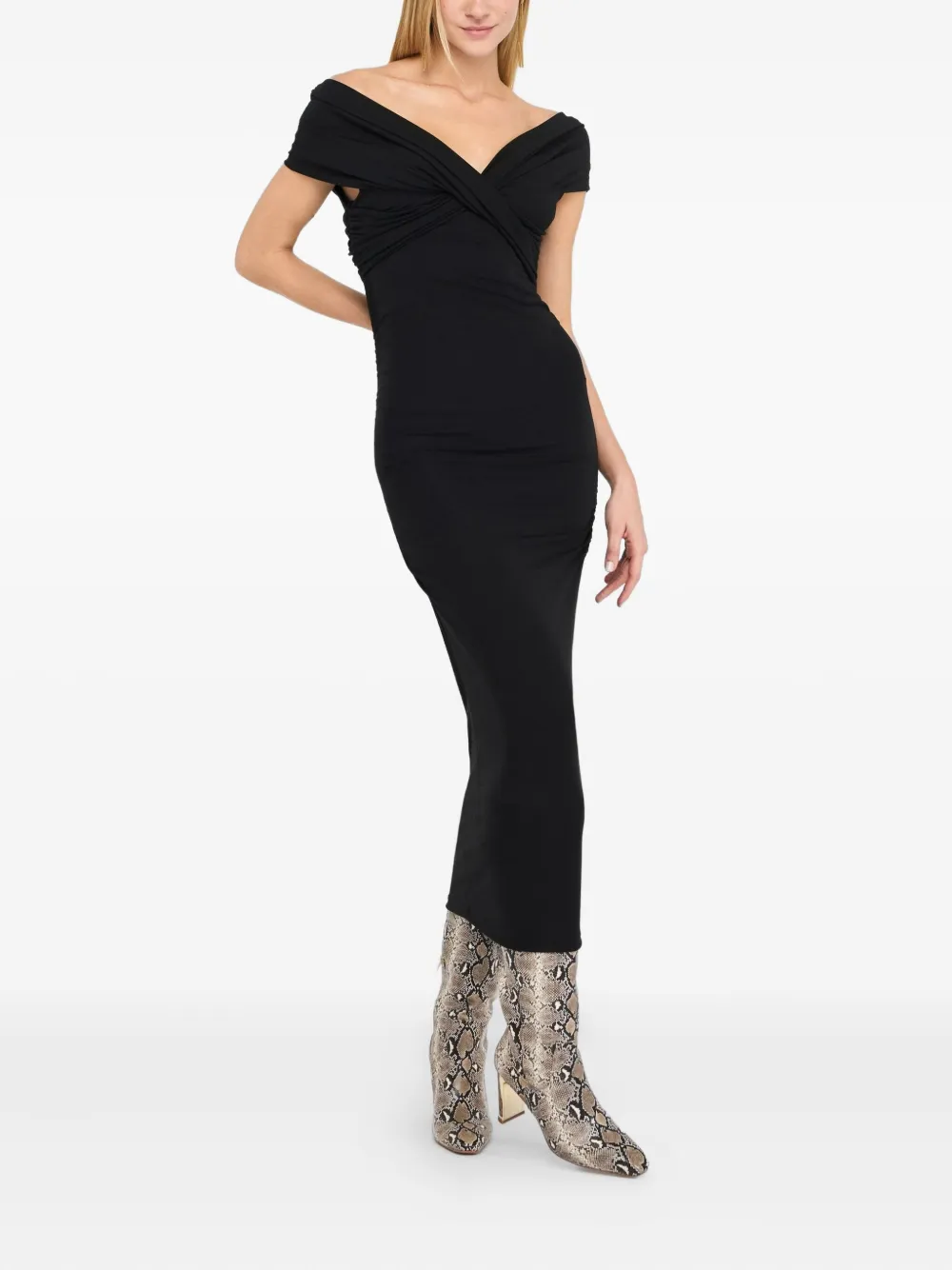 LIU JO draped V-neck dress Zwart