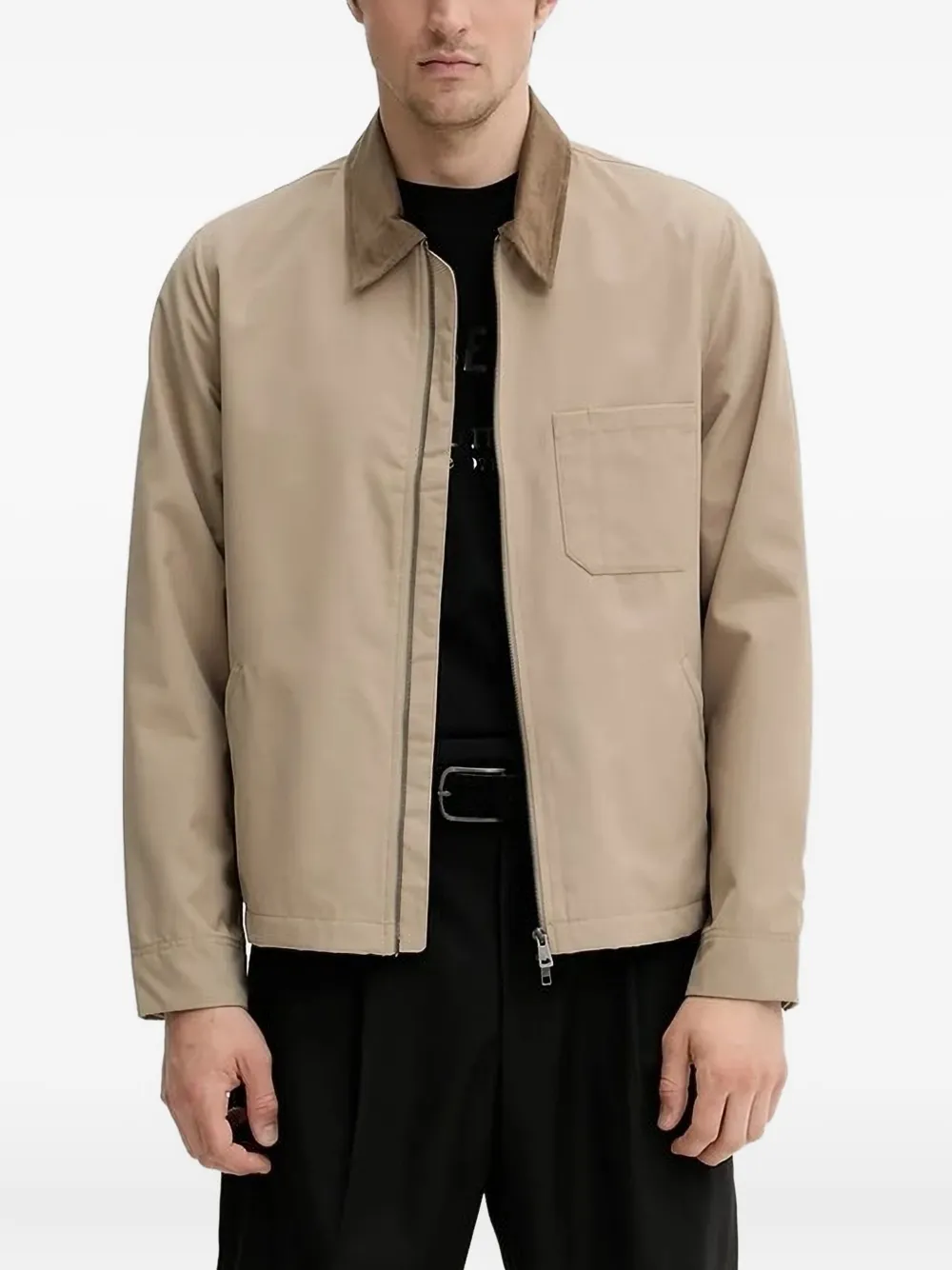 SAMSOE SAMSOE corduroy-collar zip-front jacket | Brown | Image 1