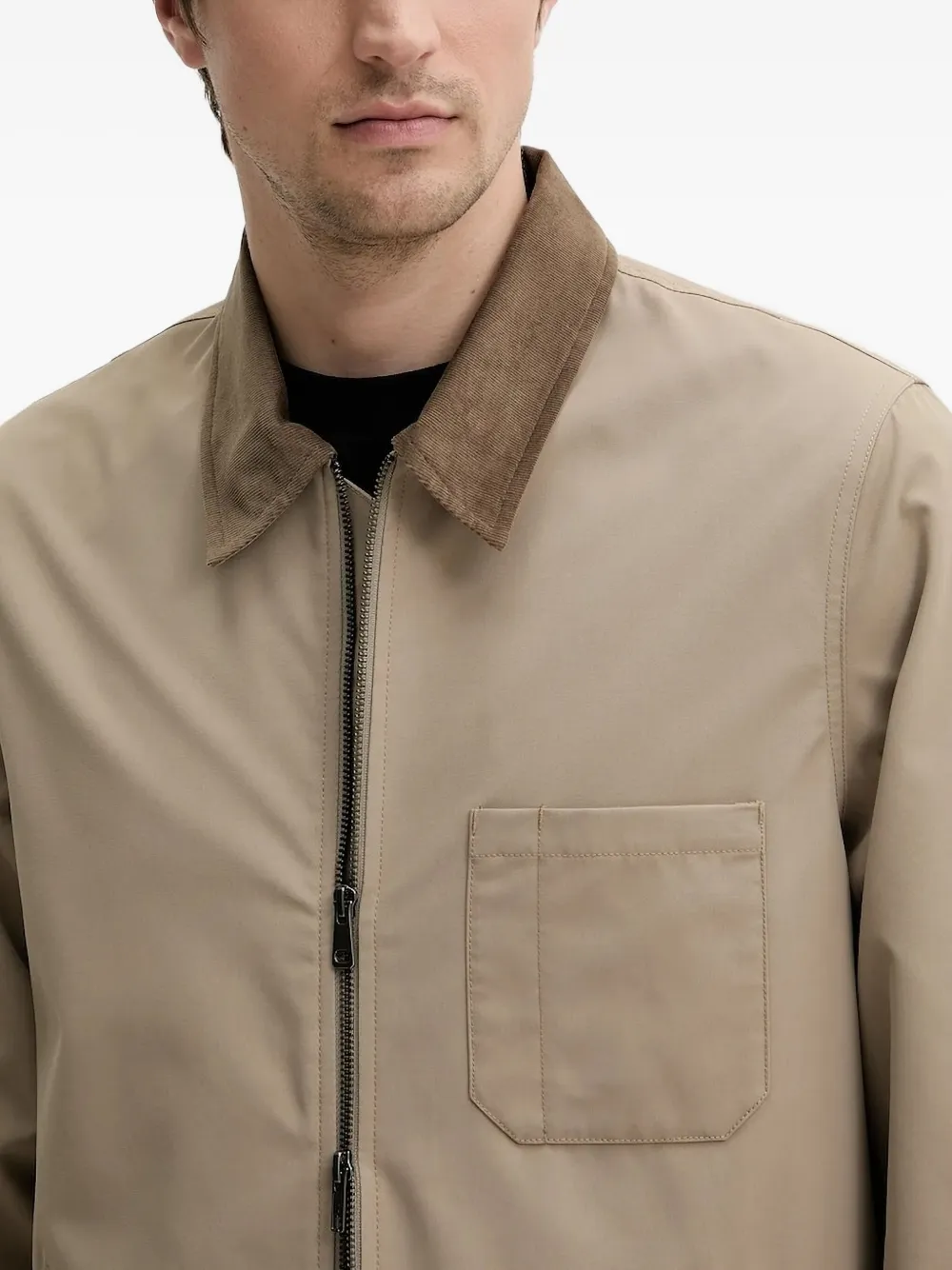 Samsoe & Samsoe Corduroy-collar Zip-front Jacket In Neutral
