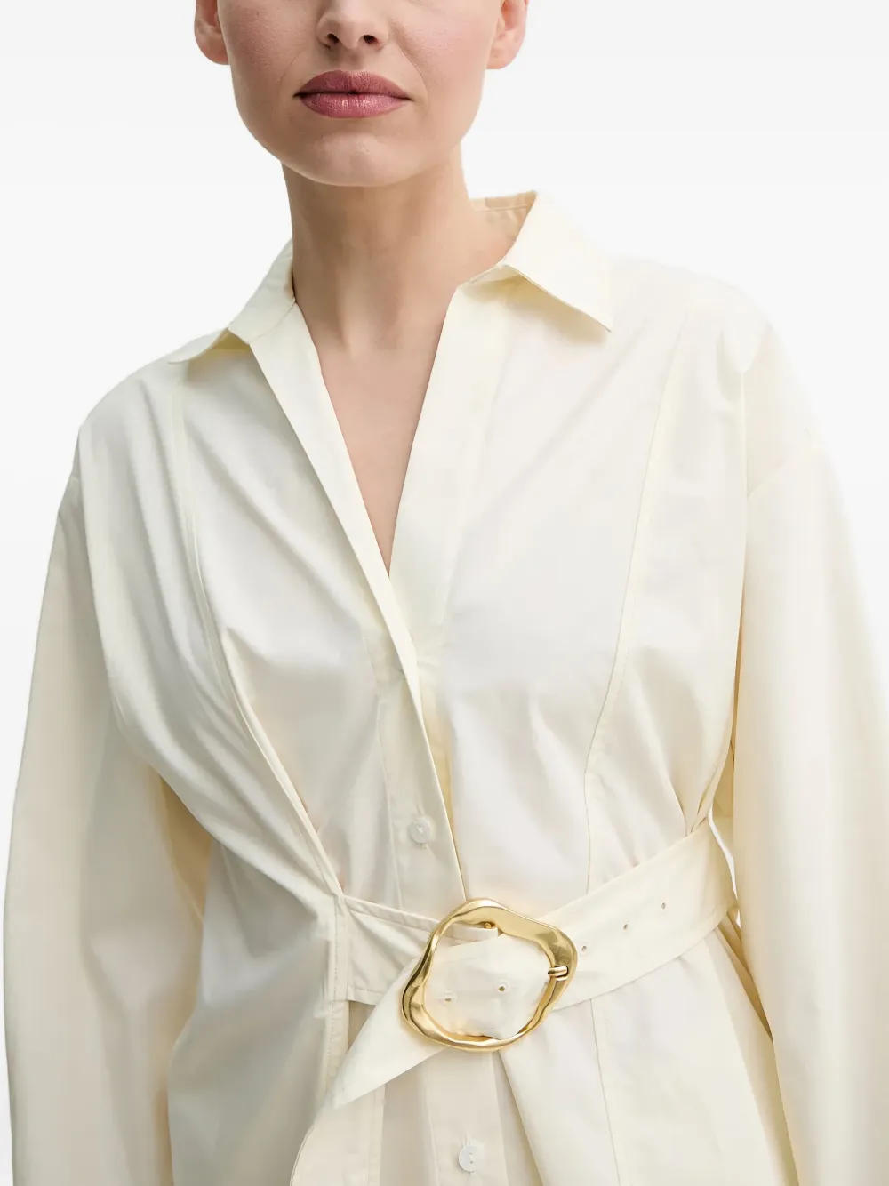 Isabelle Blanche belted shirt dress Beige