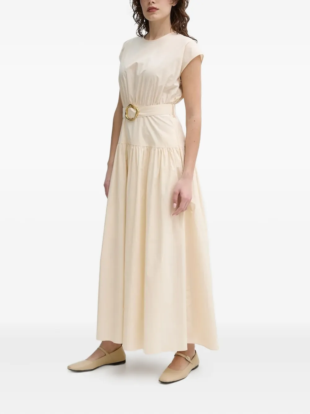 Isabelle Blanche belted maxi dress Beige