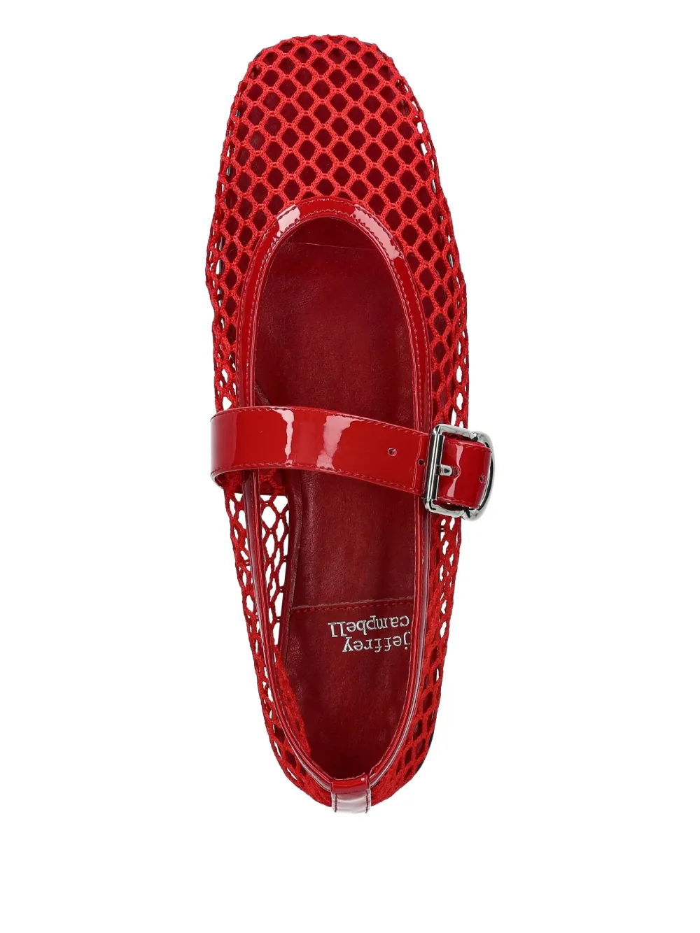 Jeffrey Campbell Buckle-fastening Mesh Ballet Flats In Red