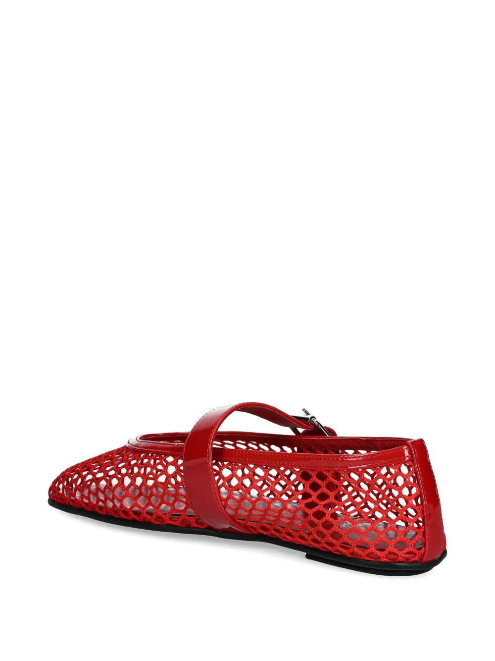 Jeffrey Campbell Buckle-fastening Mesh Ballet Flats In Red