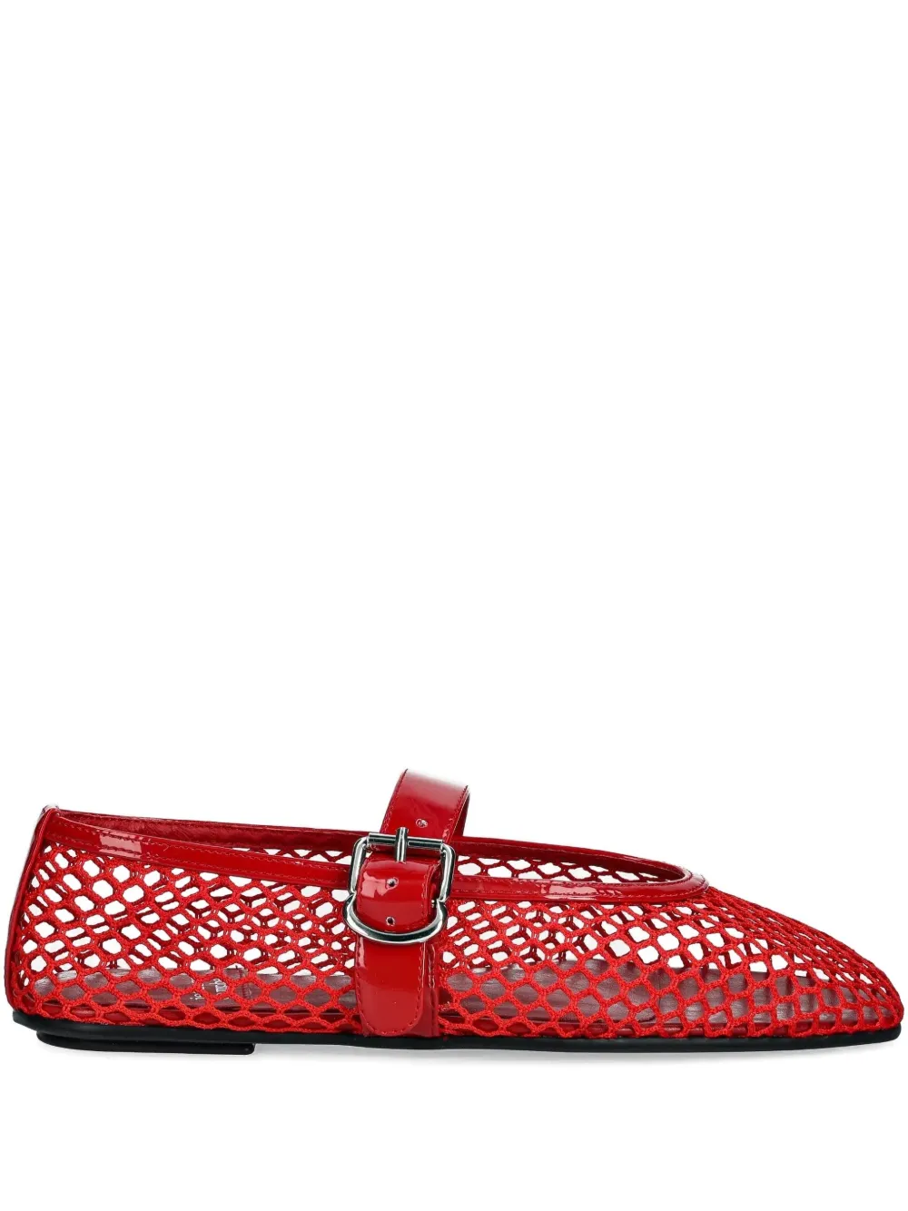 Jeffrey Campbell Buckle-fastening Mesh Ballet Flats In Red