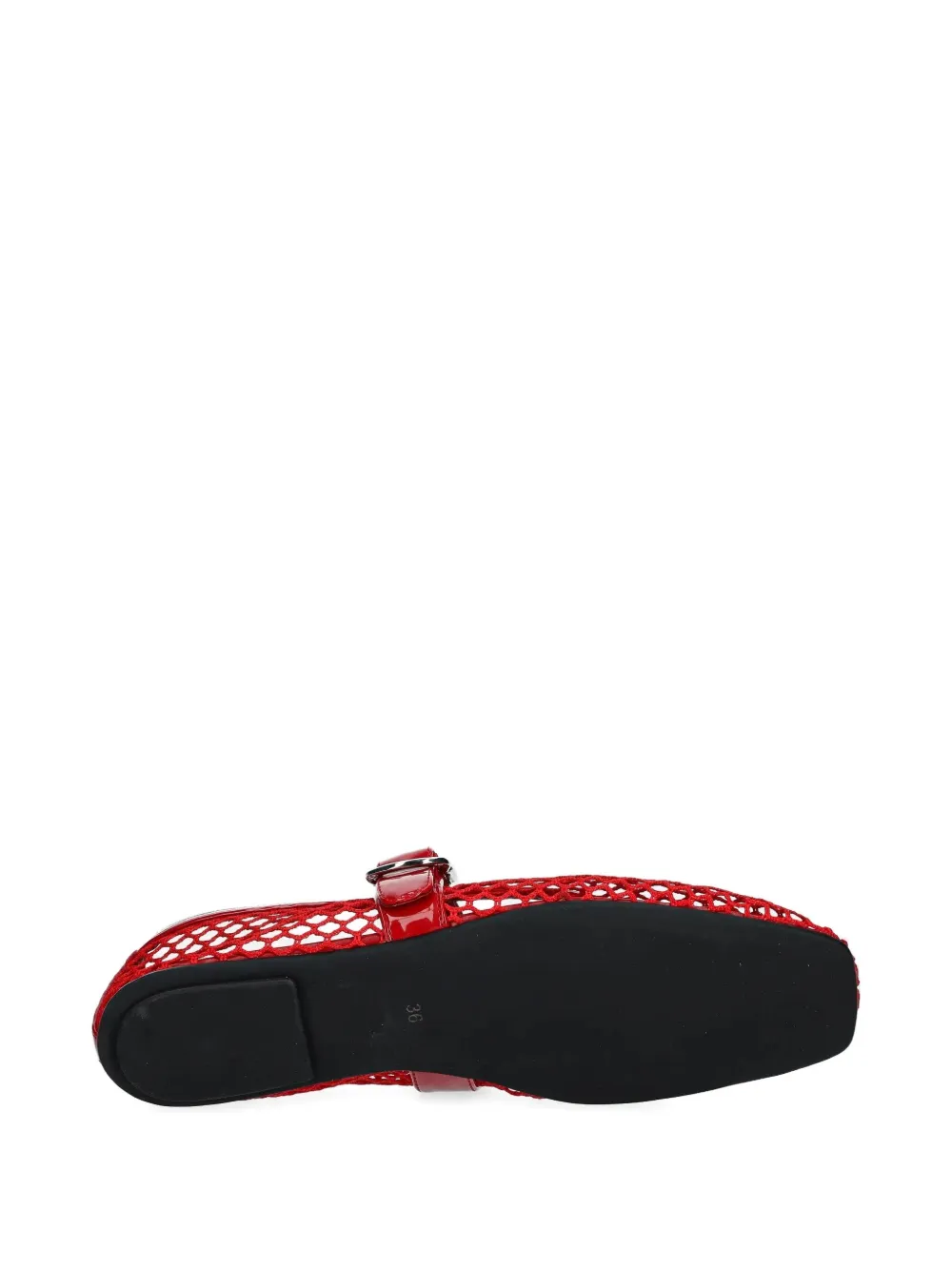 Jeffrey Campbell Buckle-fastening Mesh Ballet Flats In Red