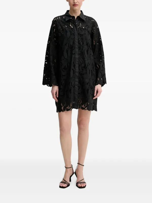slim fit dress slacks Cut-Out Floral Lace Shirt Dress  Private Gallery Boutique