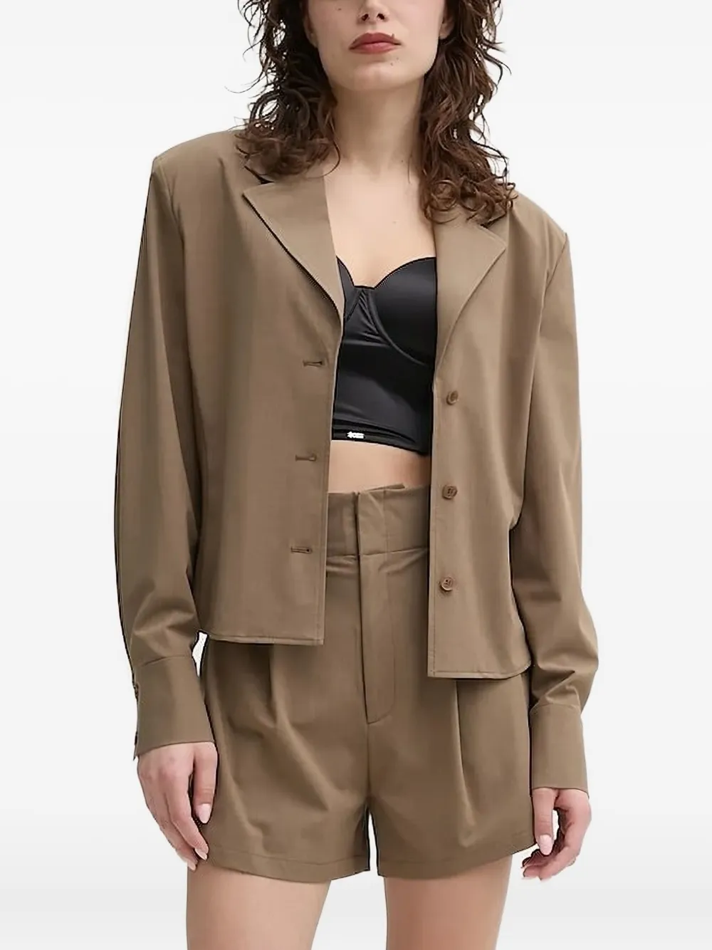 Isabelle Blanche Button-cuff Blazer In Brown