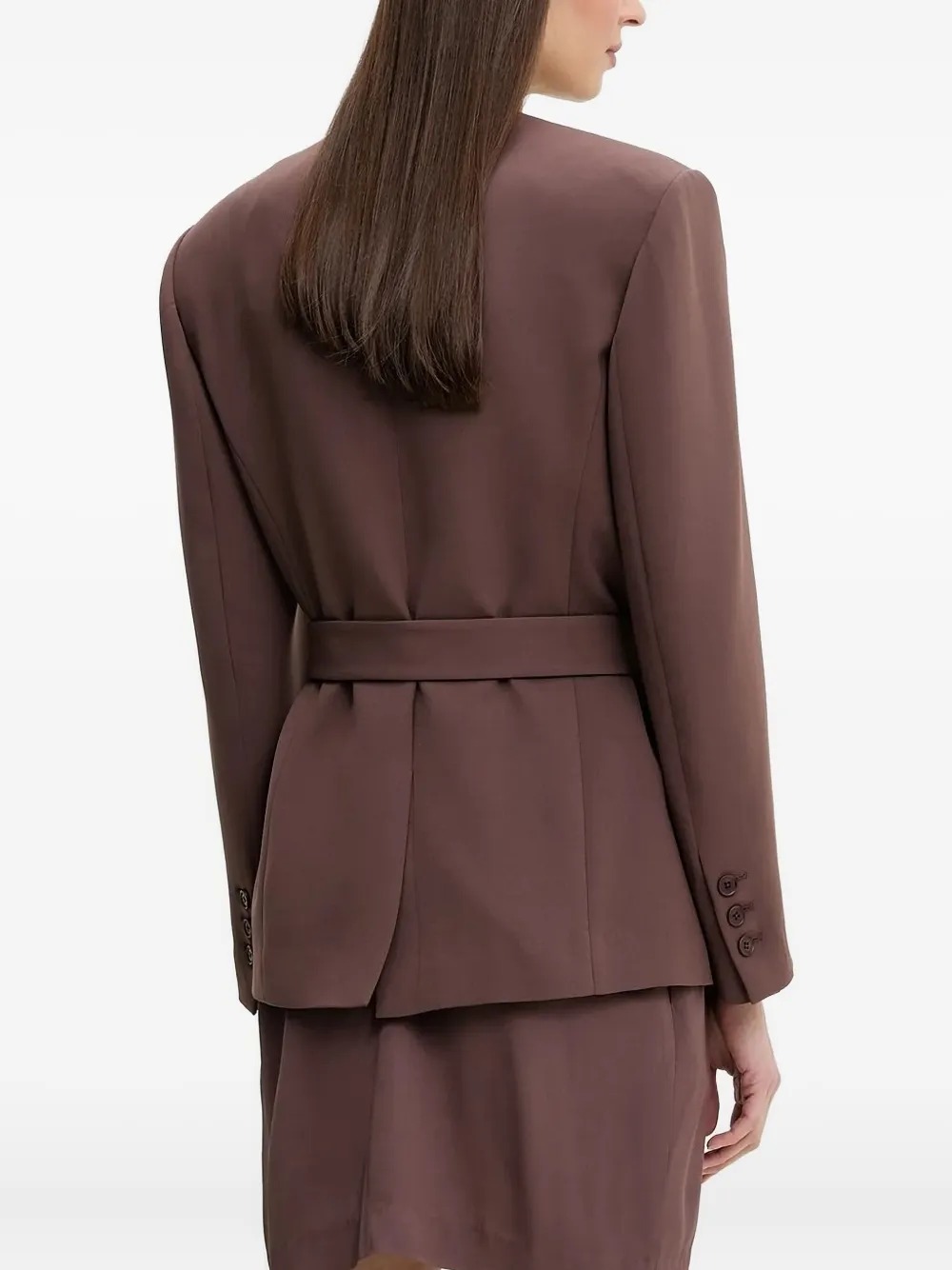 Isabelle Blanche Belted Single-breasted Blazer In Brown