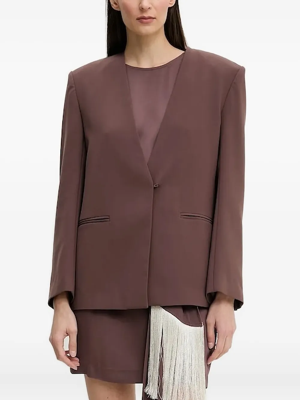 Isabelle Blanche Belted Single-breasted Blazer In Brown