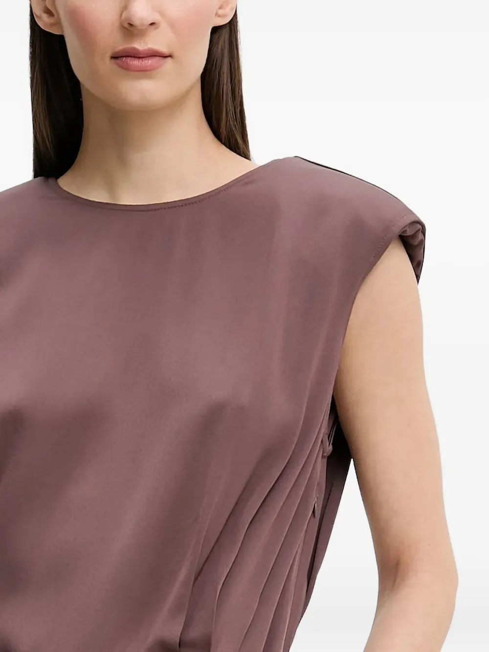 Isabelle Blanche Padded-shoulder Belted-waist Mini Dress In Brown
