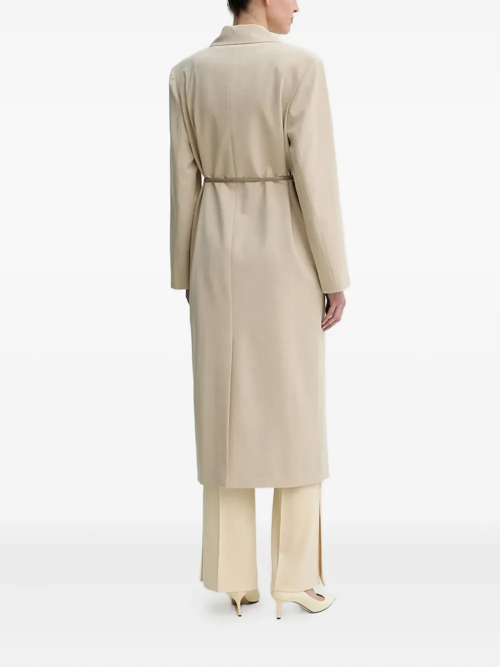 Isabelle Blanche Belted Double-breasted Coat In Neutral