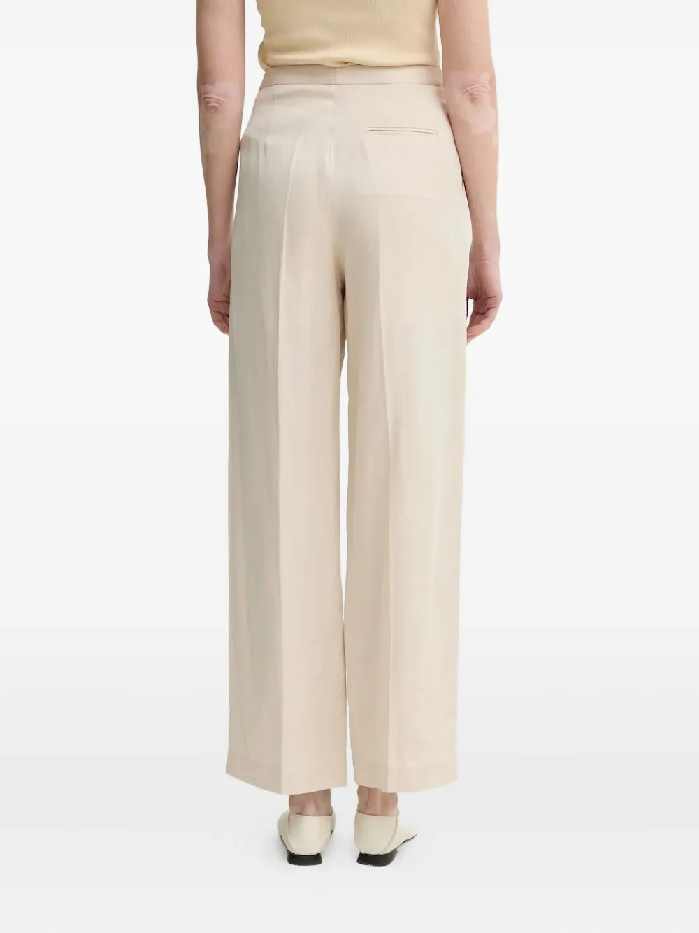Isabelle Blanche Pleated Wide-leg Trousers In Neutral