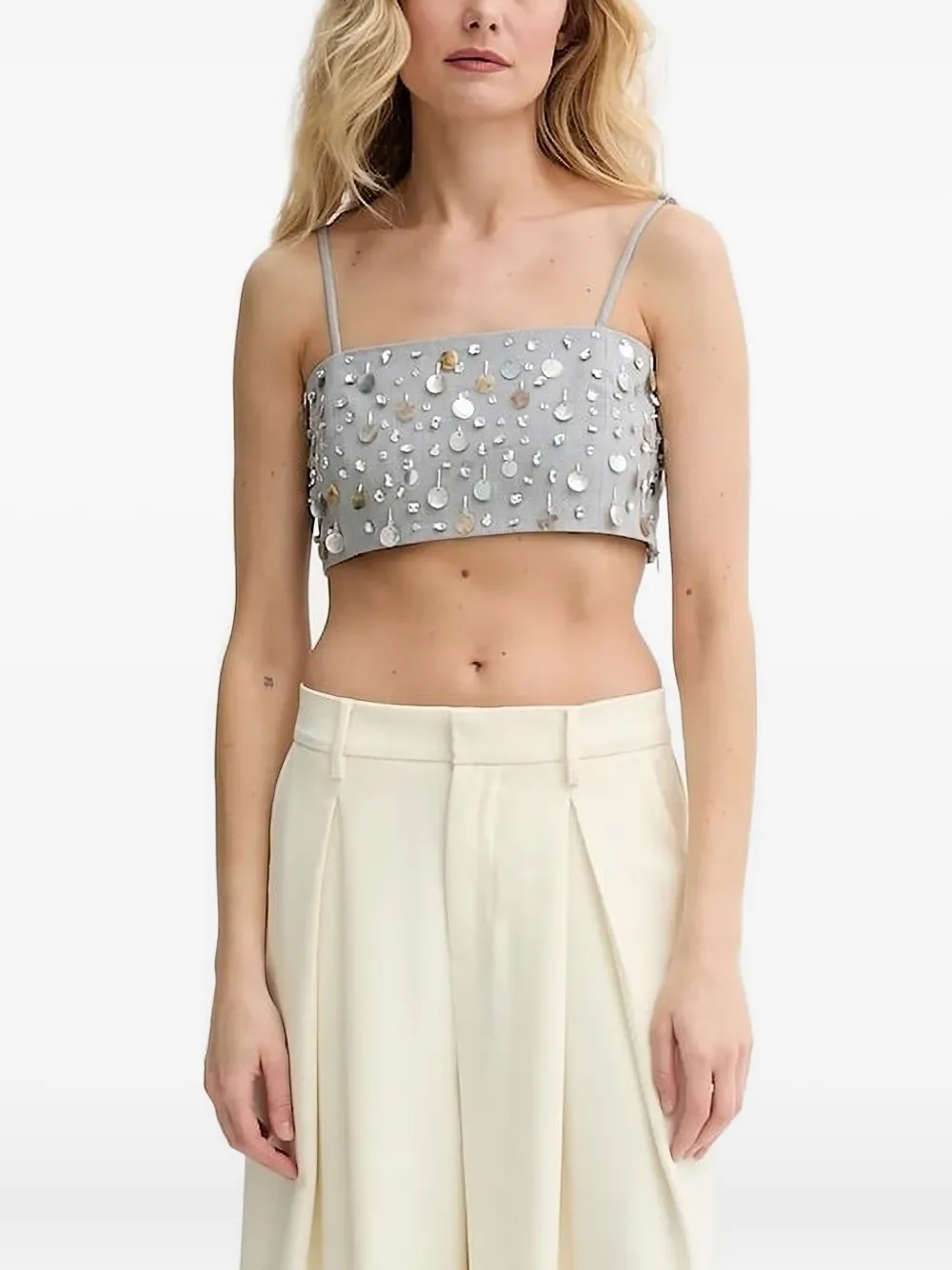 Isabelle Blanche embellished-strappy top | Grey | Image 1