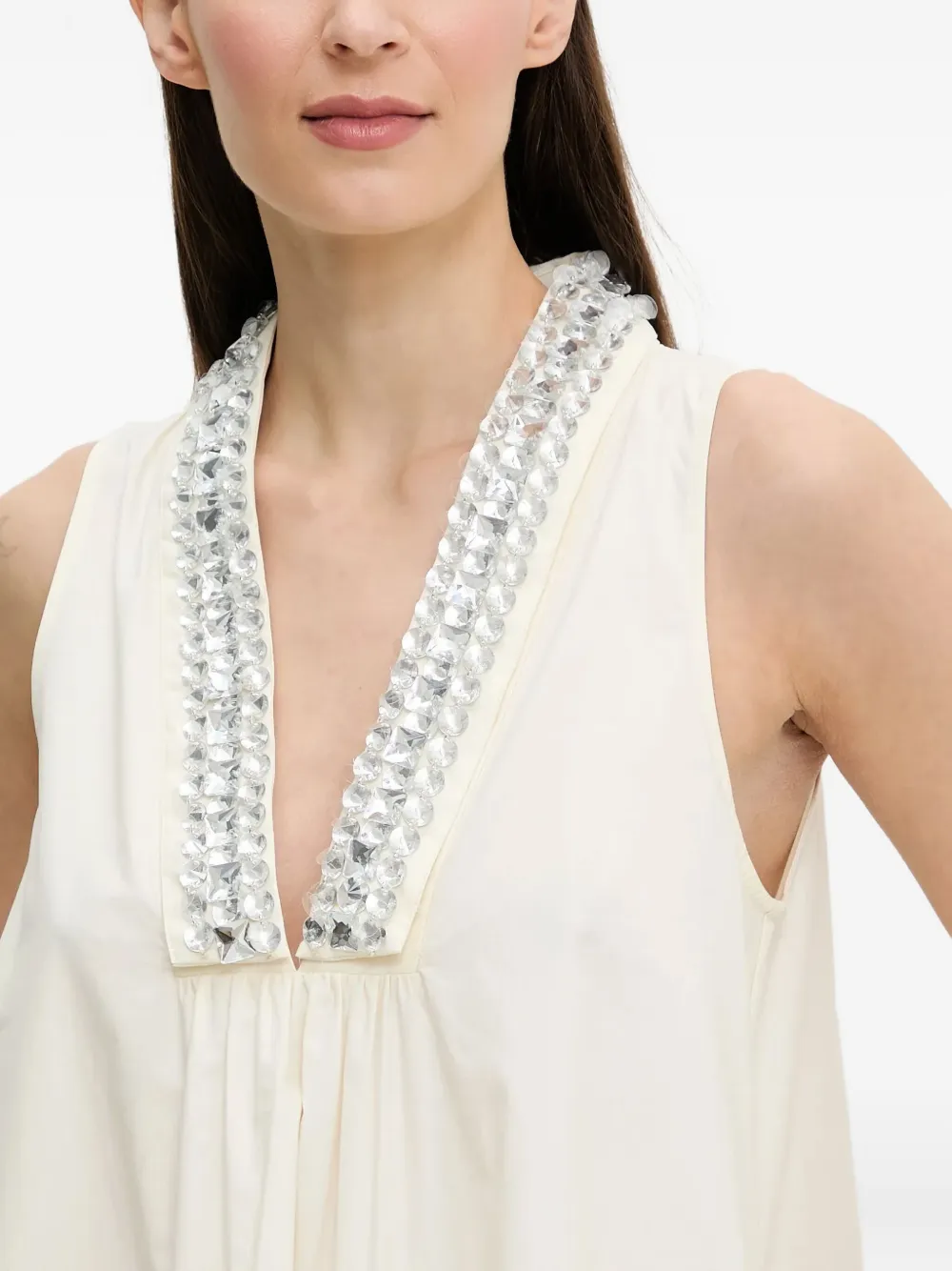 Isabelle Blanche Crystal-embellished Sleeveless Dress In White