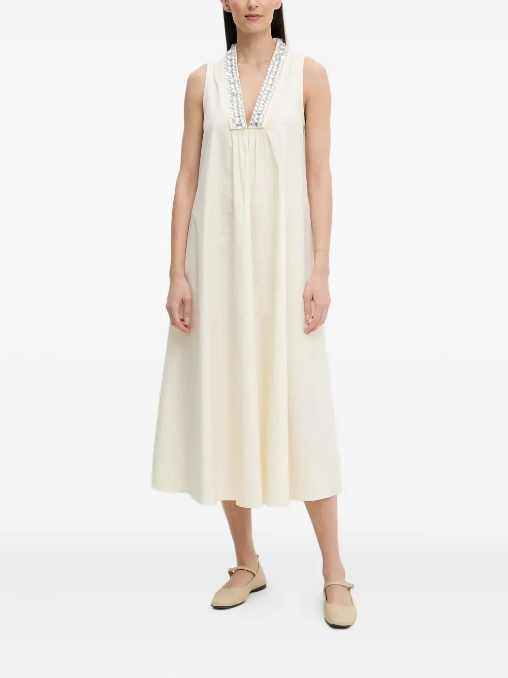 Isabelle Blanche Crystal-embellished Sleeveless Dress In White