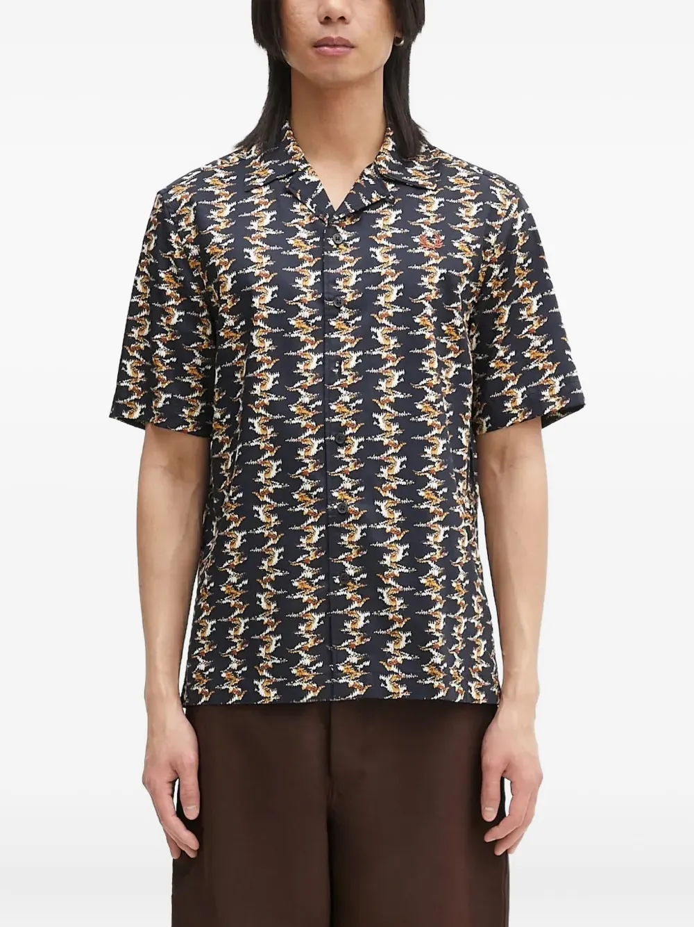 Fred Perry camp-collar patterned shirt | Blue | Image 1