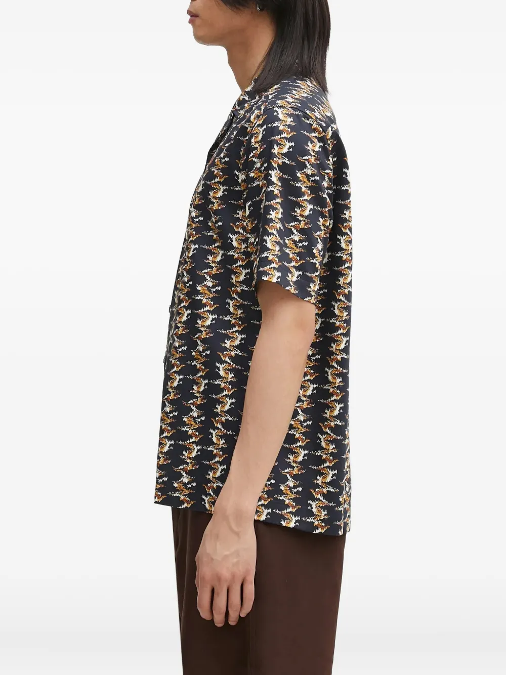Fred Perry Overhemd met campkraag en patroon Blauw