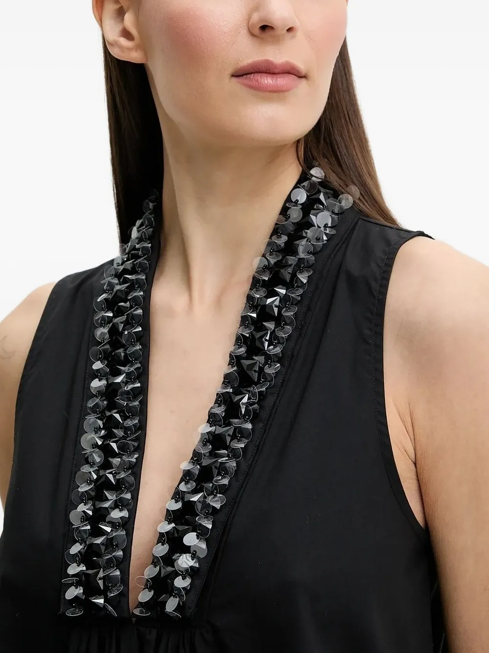  Isabelle Blanche Sequin-embellished Sleeveless Midi Dress - Black 