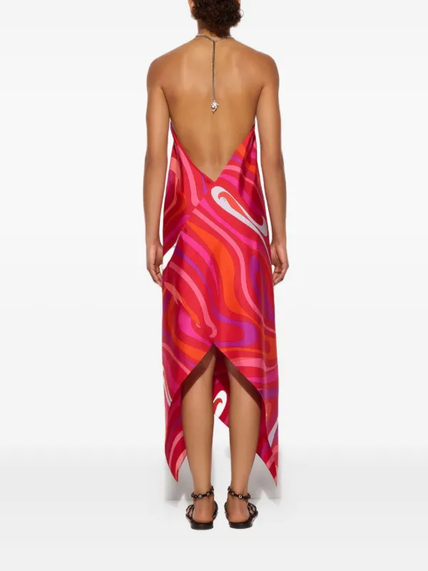 pucci halter dress Nude100% silk Printed cotton-terry halterneck mini dress