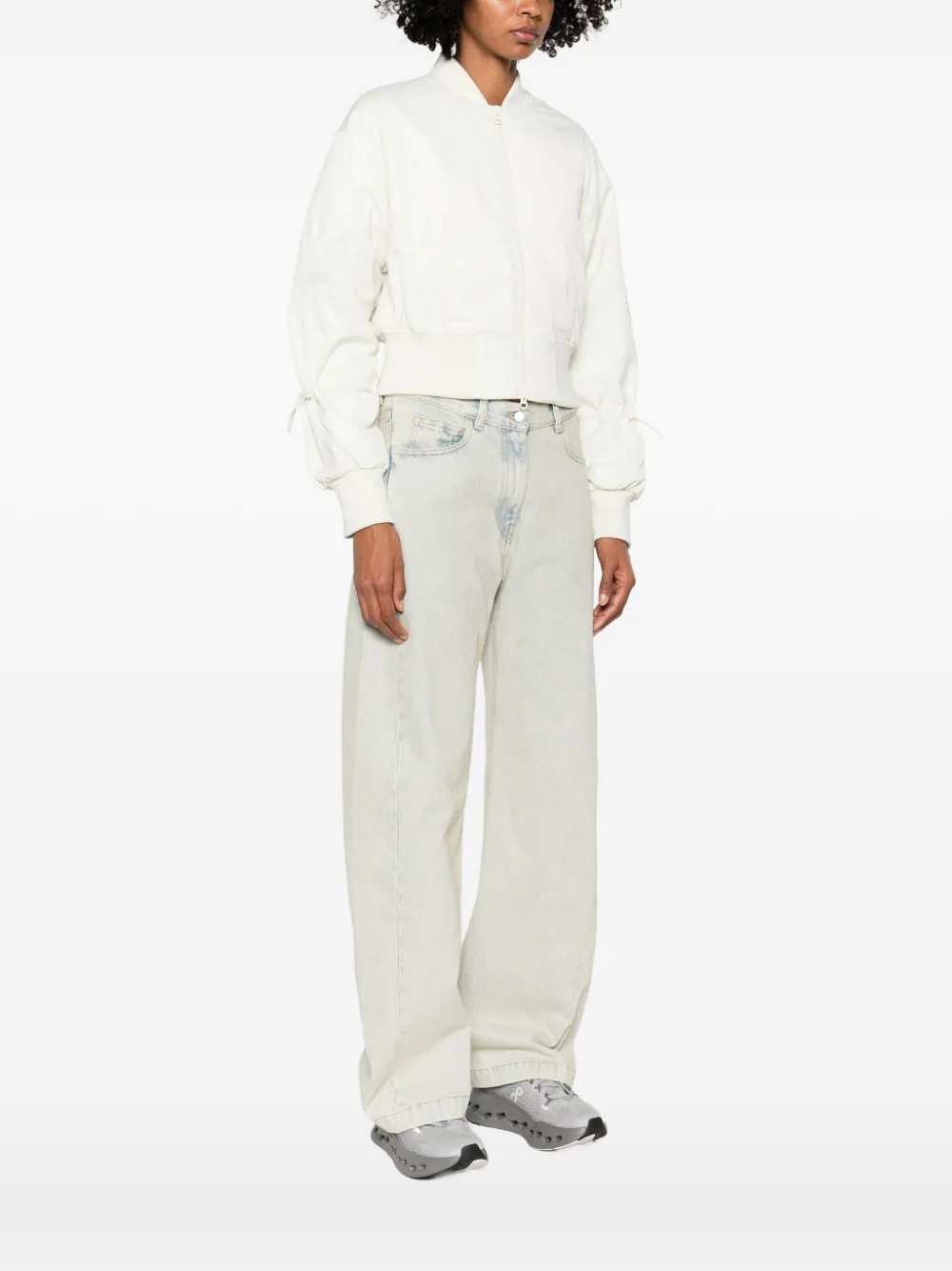 Adidas By Stella Mccartney Zip Detail Bomber Jacket In Neutral