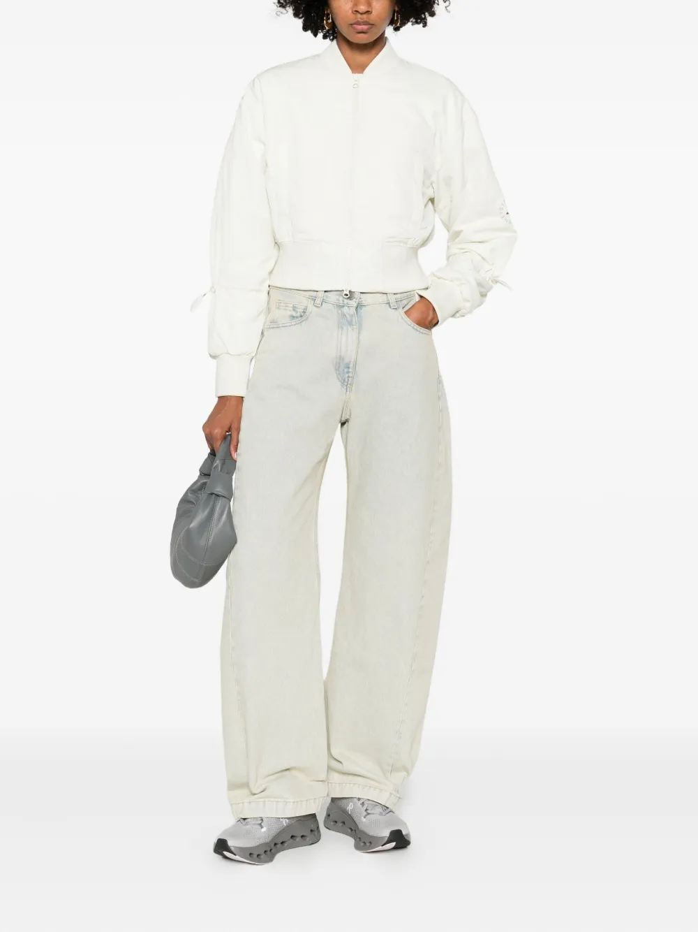 Adidas By Stella Mccartney Zip Detail Bomber Jacket In Neutral