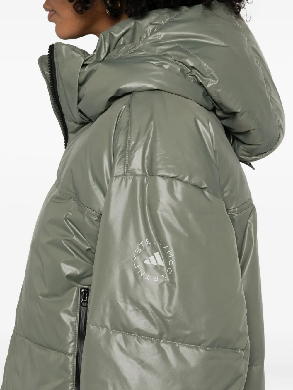 adidas by Stella McCartney Donsjack met capuchon Groen