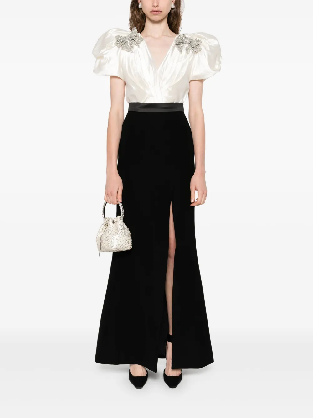 SILK LOVE & LACE Jurk met versierde hals Zwart