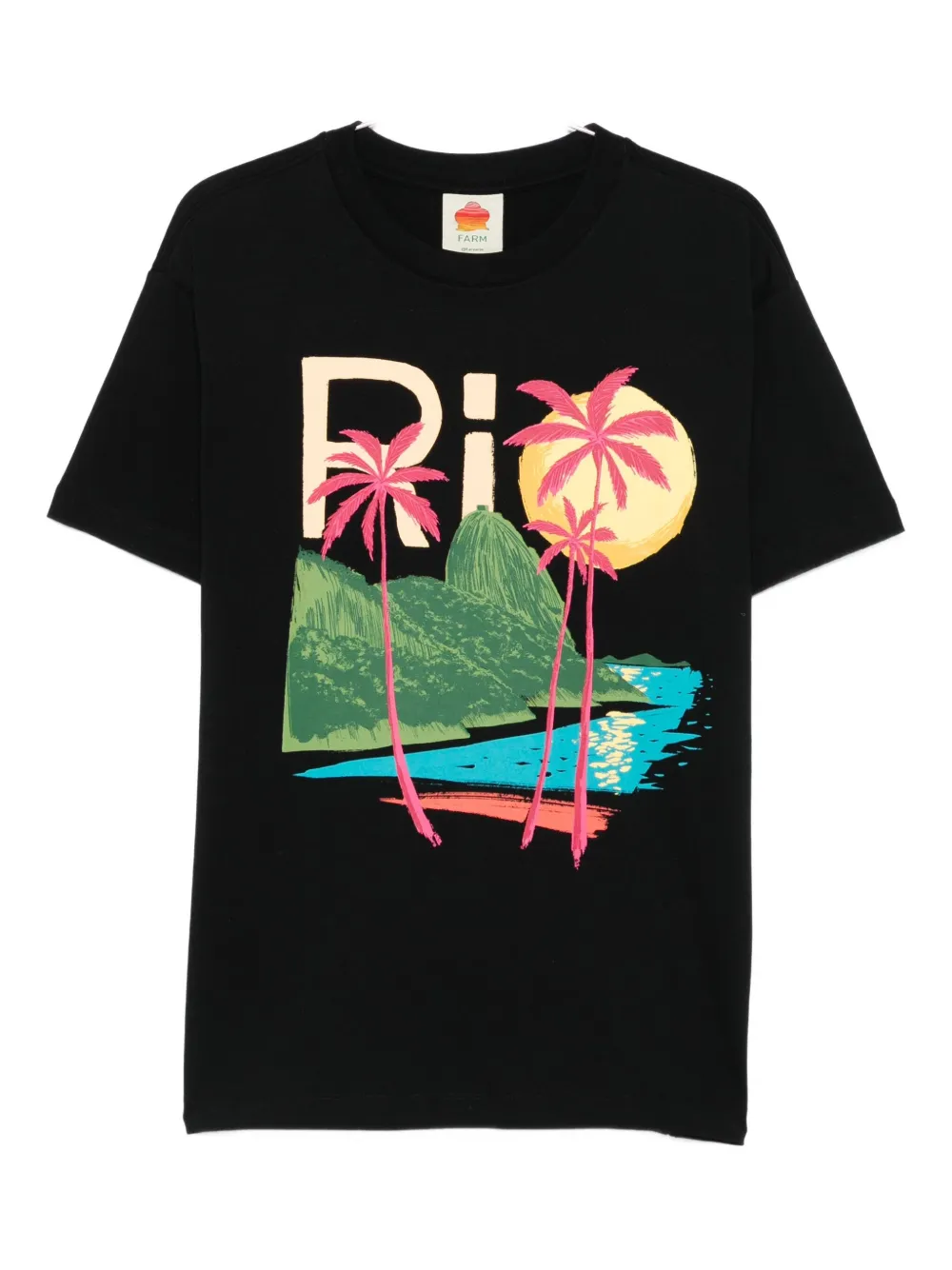 FARM Rio Rio landscape-print T-shirt - Nero