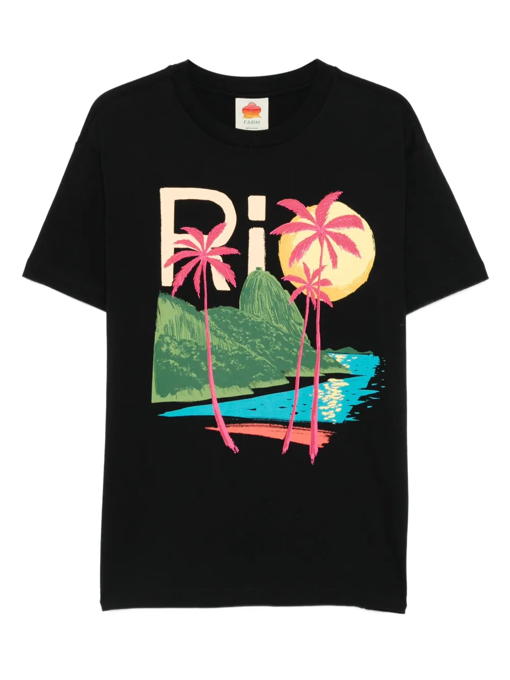 FARM Rio landscape-print T-shirt Zwart