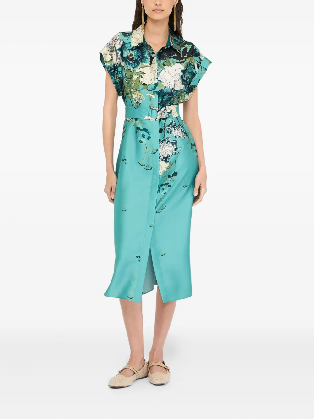LIU JO floral-print shirt dress Blauw
