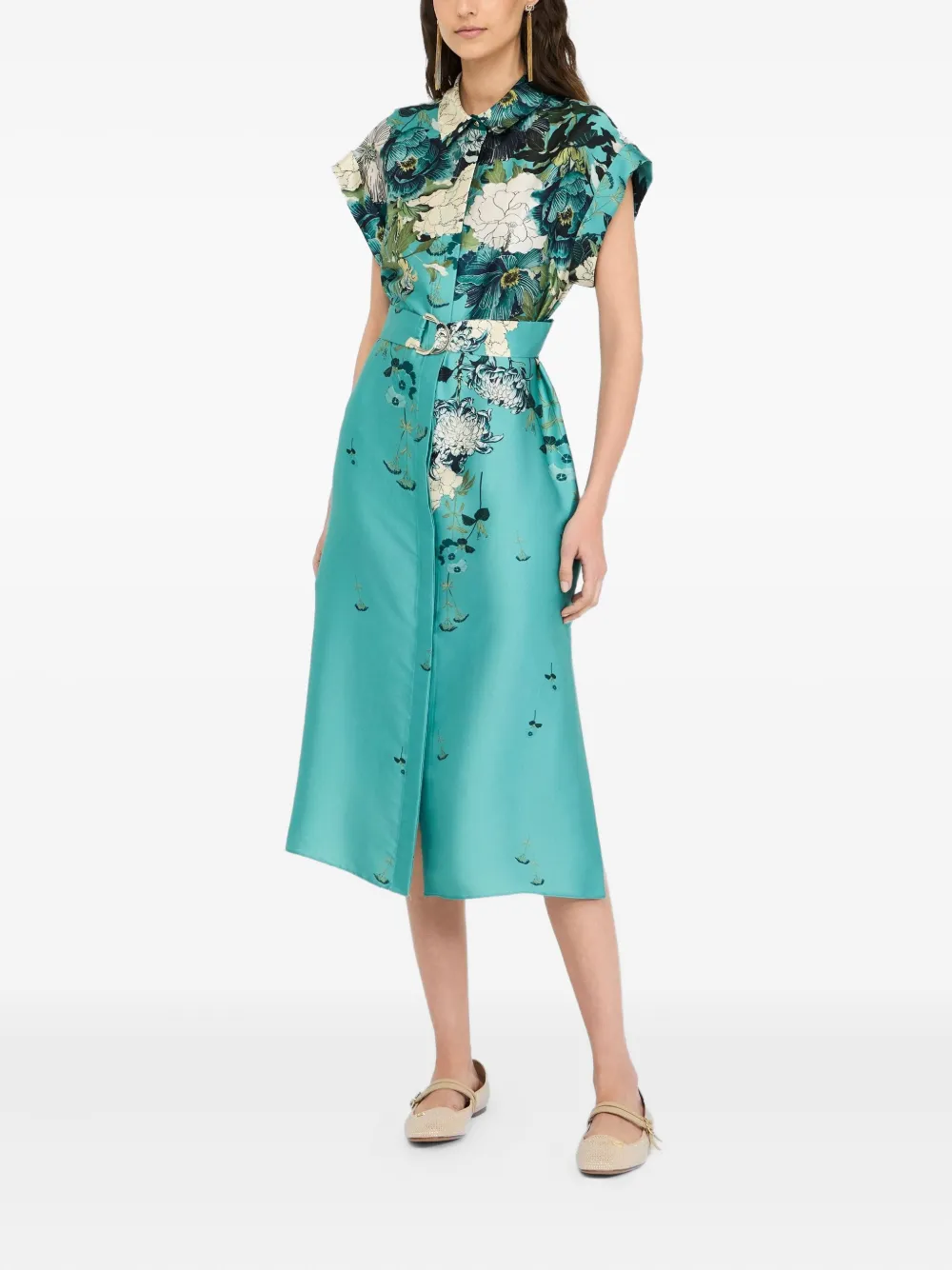 LIU JO floral-print shirt dress Blauw