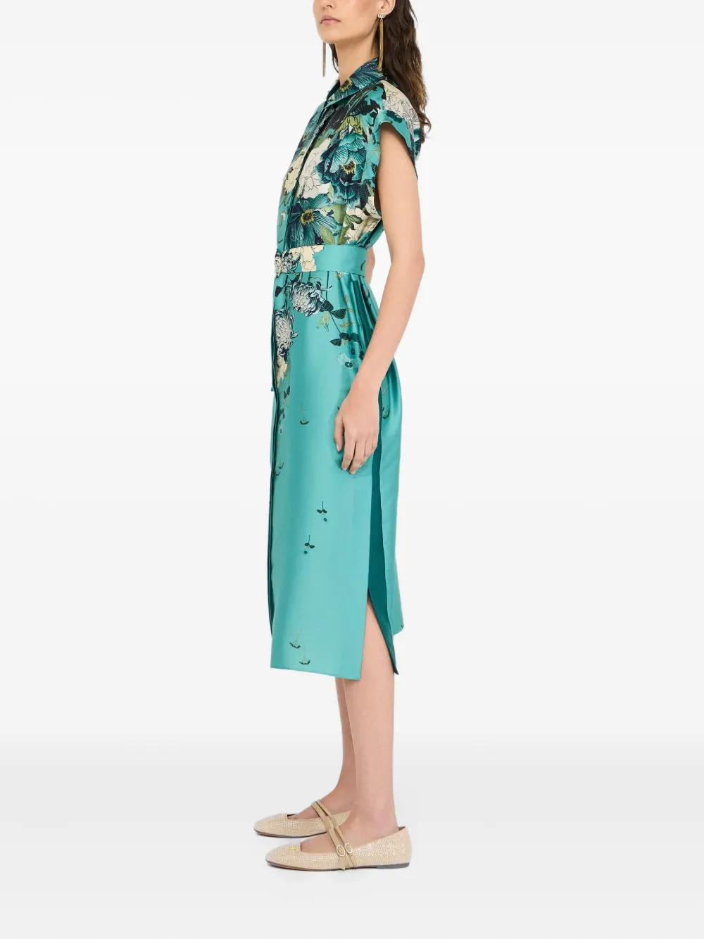 LIU JO floral-print shirt dress Blauw
