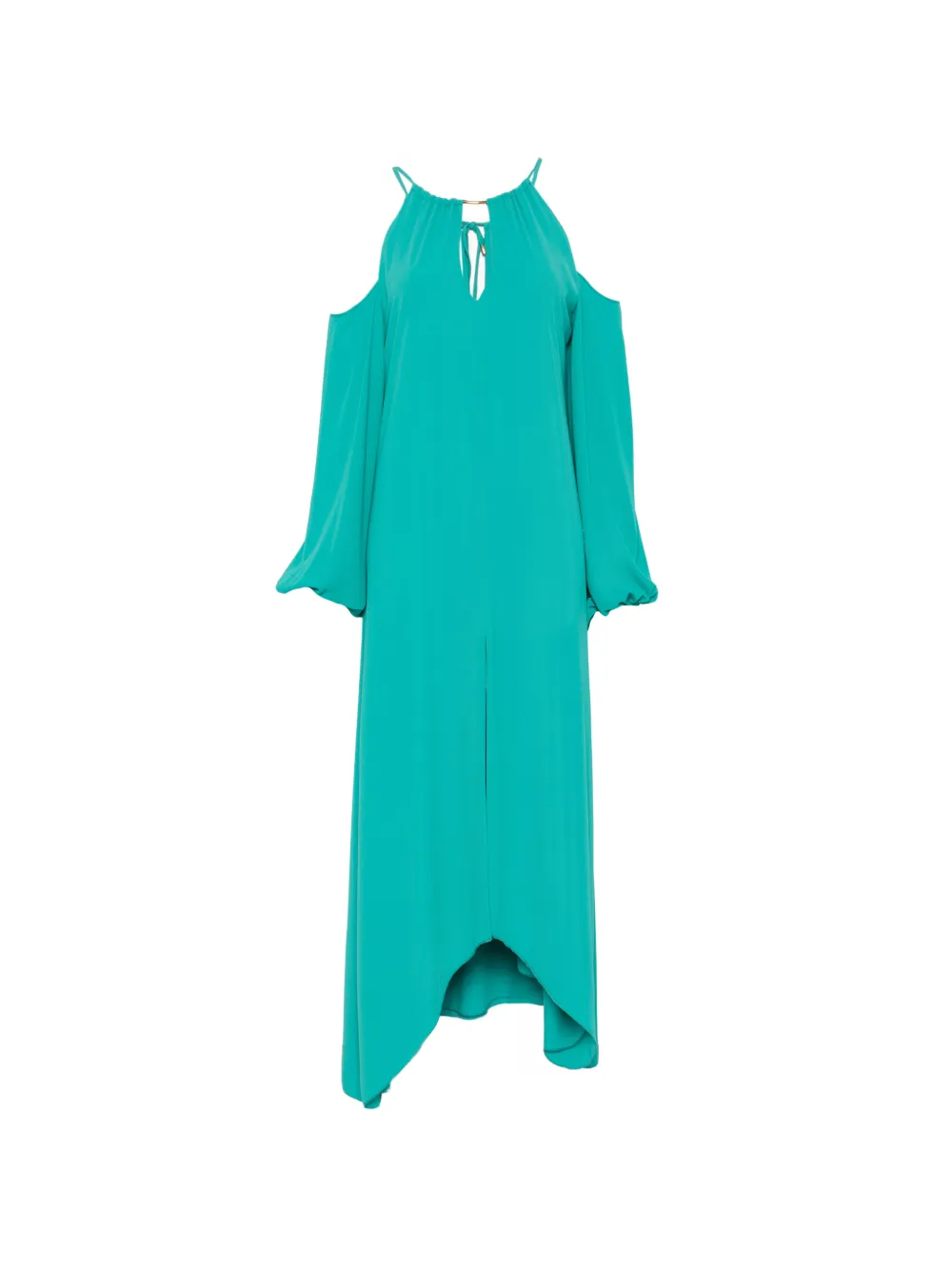 LE RJTANGE long-sleeve midi asymmetric dress - Green