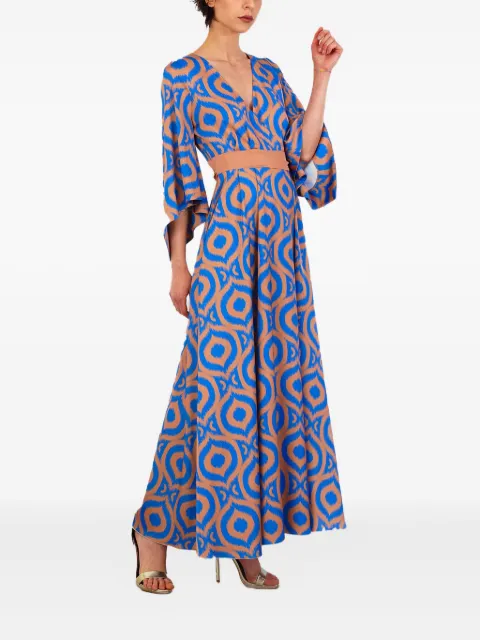 LE RJTANGE ikat-print belted maxi day dress
