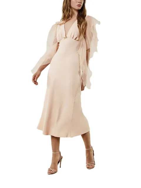 PRONOVIAS PARTY EDIT ruffled-sleeve midi dress