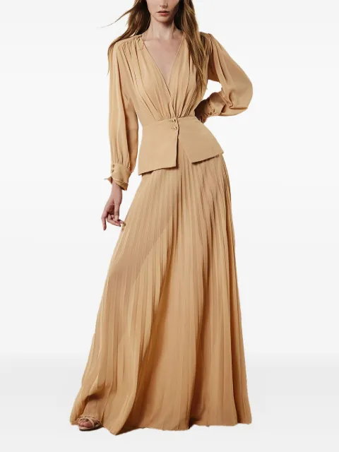 PRONOVIAS PARTY EDIT pleated v-neck maxi dress