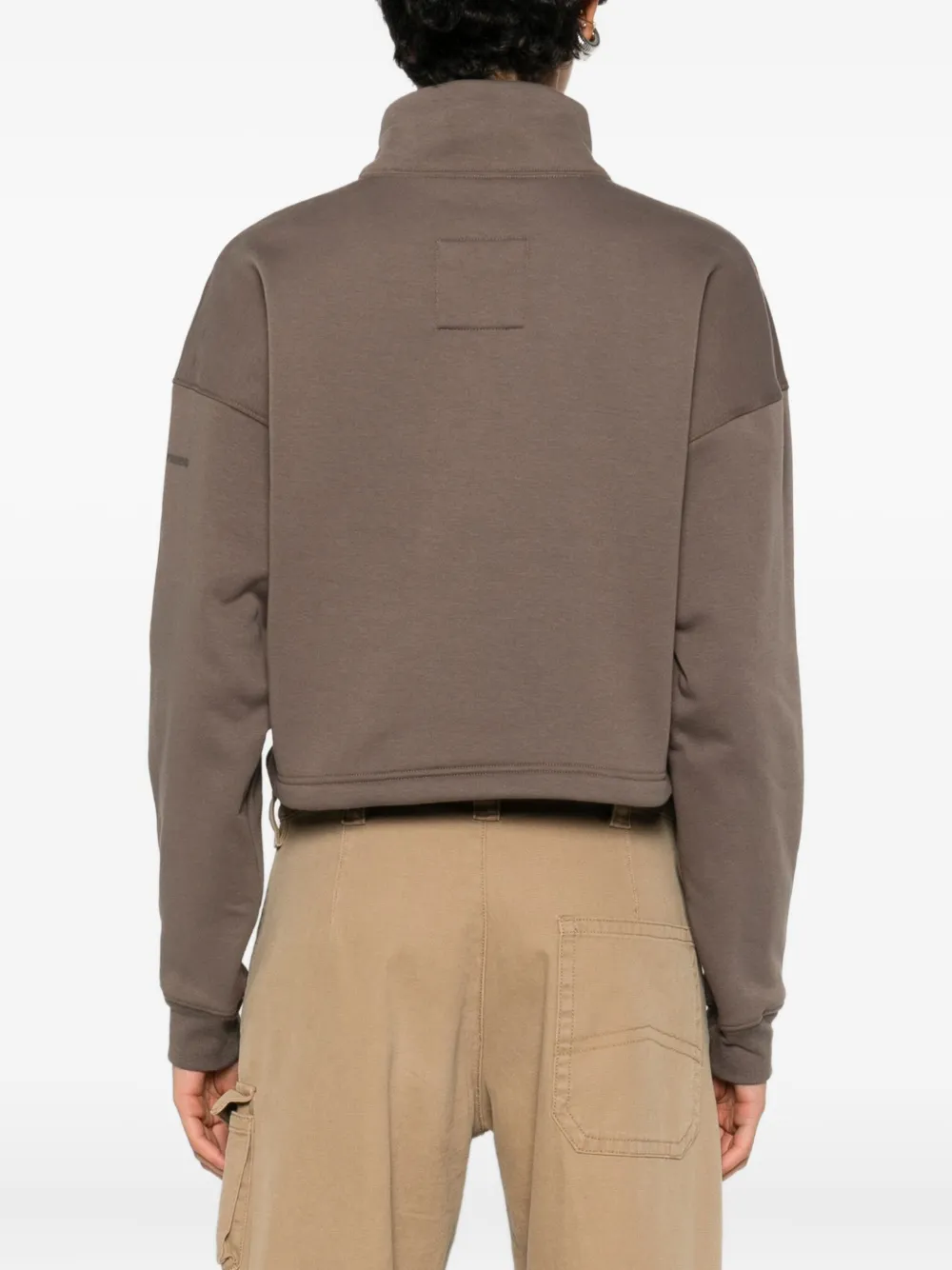 Girlfriend Collective Vega Half-zip Sweatshirt In Brown